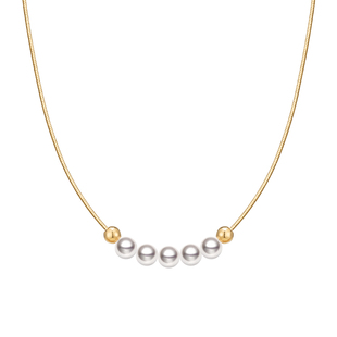 HELAS赫拉微笑项链Akoya海水珍珠颈链女小米珠颈链18K金蛇骨链