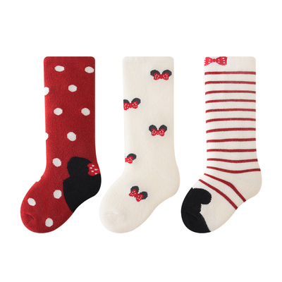 婴儿冬季纯棉A类加厚可爱长筒袜