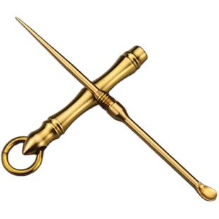 黄铜耳勺手工黄铜挖耳勺老式耳朵扒子掏耳神器采耳工具镀铜钥匙扣