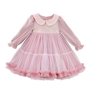 女童连衣裙2025新款秋冬花童礼服裙子加绒冬季女孩儿童公主裙秋季