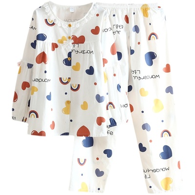 日系公主风梭织全棉斜纹布家居服