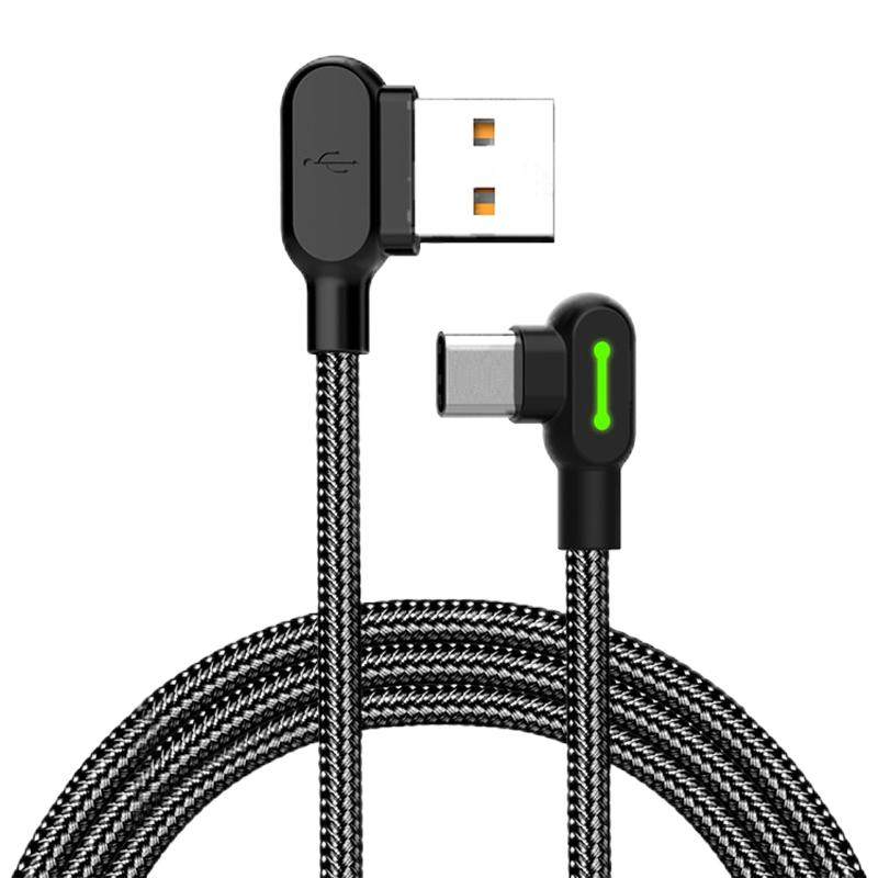 USB-A左右转to Type-C口双弯曲头L形型适用于苹果iPhone15/16三星短50cm厘米90度直角数据线0.