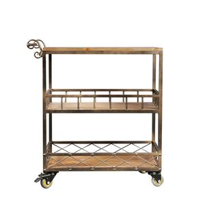 美式loft复古铁艺餐车厨房手推车餐厅移动实木置物架微波炉烤箱架