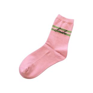 鹿人女士袜子秋冬季精梳棉厚款中筒潮流简约时尚女袜3003