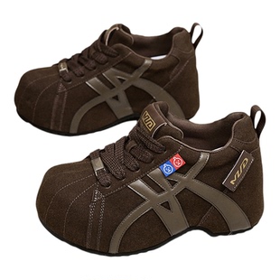 勃肯鞋女2025新款冬季加绒厚底小个子内增高8cm丑萌大头小码女鞋