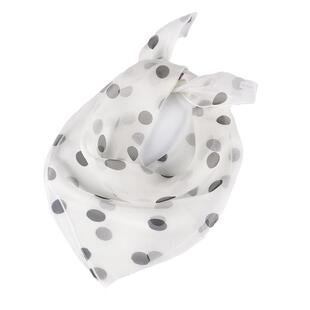 白色波点圆点小丝巾女2025新款春秋薄纱巾方巾100%桑蚕丝真丝围巾