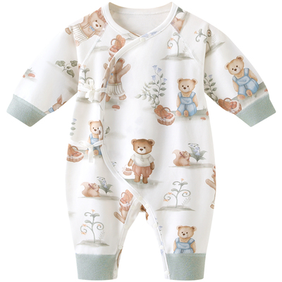 新生婴儿春秋纯棉薄款连体衣