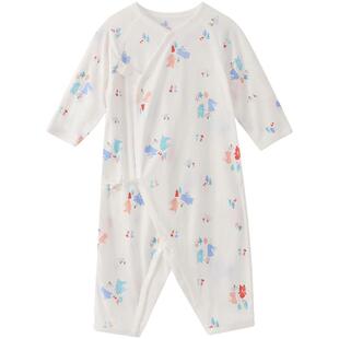 丽婴房新生儿系带连身装小宝宝连体衣长袖哈衣打底衣服