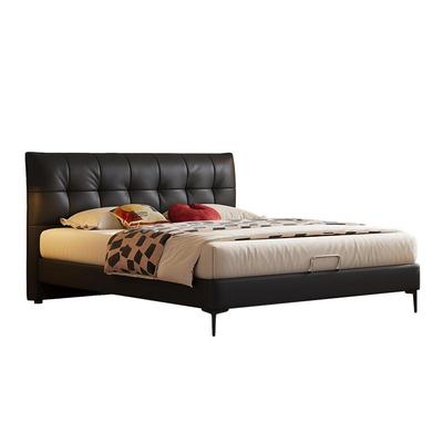 意式极简复古薄背真皮大床