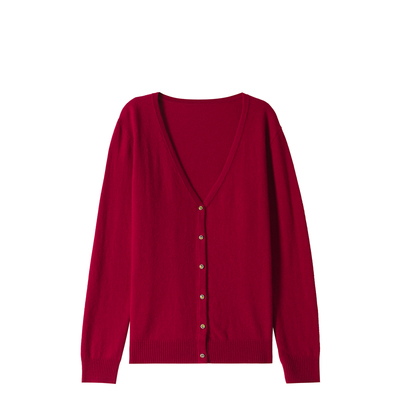 恒源祥100%纯羊毛衫V领针织开衫