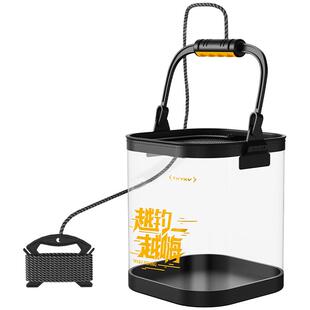创威24新款活鱼桶透明打水桶折叠野钓鱼护桶路亚装鱼桶户外小鱼箱