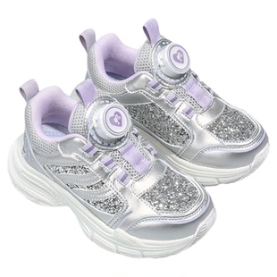 芭比童鞋女童运动鞋2025新款秋冬加绒二棉鞋儿童软底旋纽扣休闲鞋