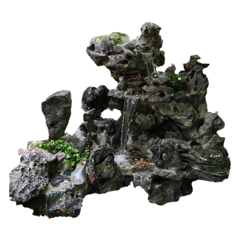假山流水喷泉鱼池摆件真石头太湖石阳台室外大型花园庭院景观设计