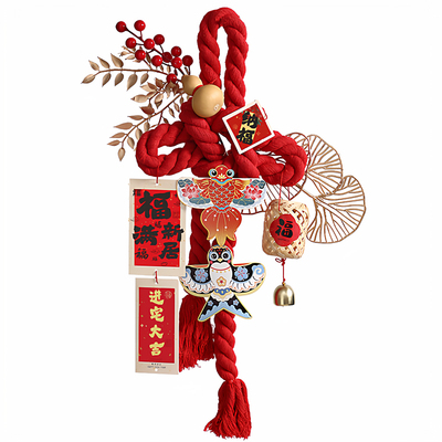 装饰入户门把手挂件新年福字万字结乔迁新居布置搬家仪式用品挂件