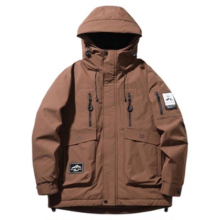 希越高品质厚实灰鸭绒保暖羽绒服男2025冬季宽松户外工装连帽外套