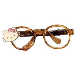 韩国东大门可爱卡通KT猫眼镜发夹经典豹纹茶色刘海夹侧边碎发夹子