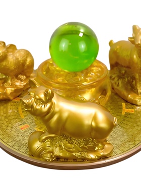 三合聚财阵十二生肖局摆件