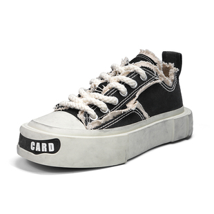 【断码福利】歪牌设计师 流苏厚底乞丐鞋方头做旧帆布鞋女鞋新款