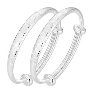 【中国黄金】珍尚银999足银宝宝实心福手镯婴儿满月周岁生日礼物