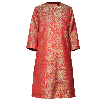 香薇姿新款秋季真丝宋锦连衣裙