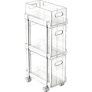 厨房夹缝置物架落地缝隙收纳柜多层抽拉式冰箱侧面窄边20cm小推车