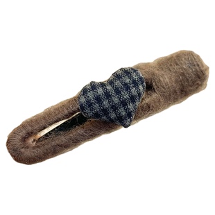 格纹爱心毛线发夹女大号鸭嘴夹子头饰2026新款高端后脑勺盘发抓夹