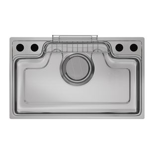 JOMOW日式集渣厨房水槽大单槽拉丝SUS304不锈钢洗碗槽压纹洗菜盆