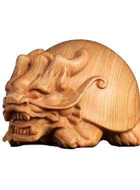 崖柏实木祥瑞龙龟手把件