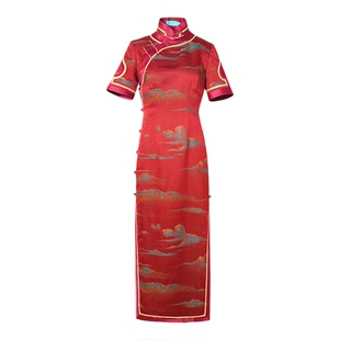 醉山海三重门新款复古重缎香云纱宋锦中式旗袍高端经典礼服妈妈女