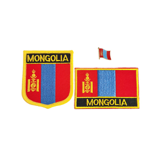 Mongolia蒙古国旗布贴 背胶 胸章三件套 服饰刺绣补丁可定制臂章