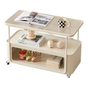 北欧钢化玻璃可移动沙发边几边柜简约现代床头侧边柜小茶几小推车