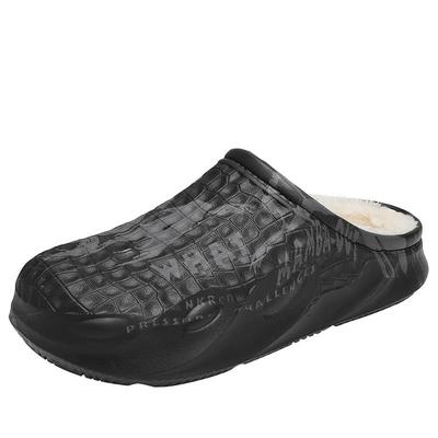 棉拖鞋男款冬季加绒保暖室内居家防滑拖鞋青少年外穿防水黑色棉鞋