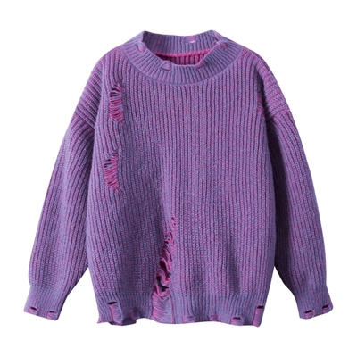 男童秋冬针织破铜毛衣2023新款潮