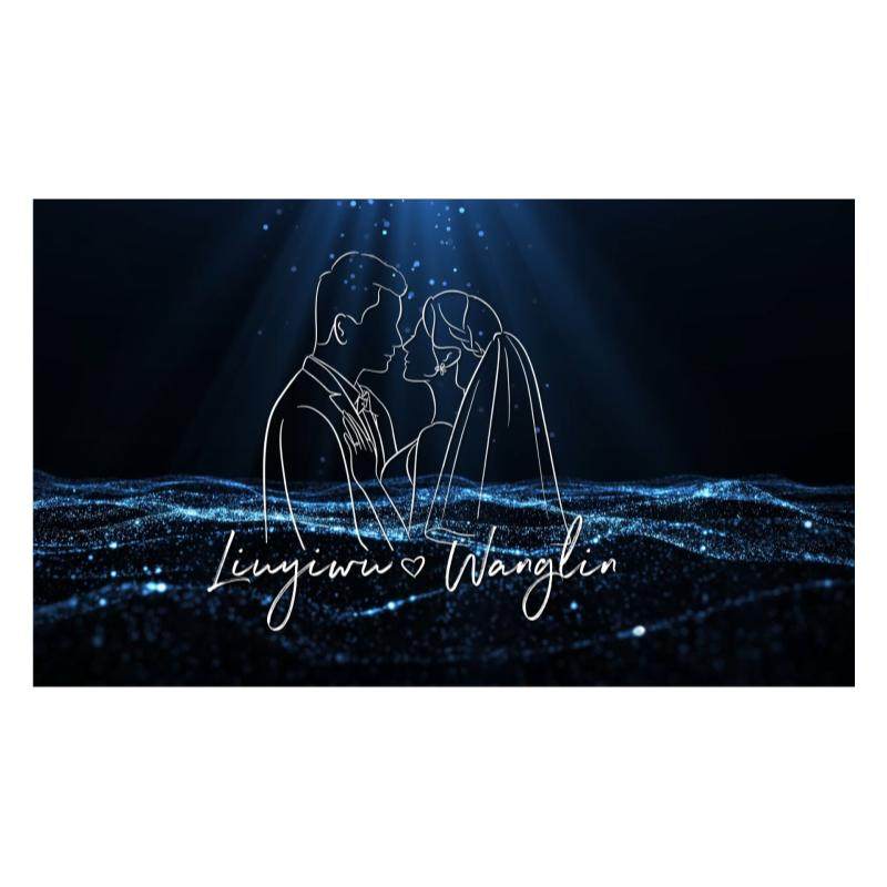 婚礼Led动态定屏设计手绘剪影logo定制屏幕定格图片背景视频制作