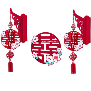 婚房布置结婚礼门上装饰喜字贴男方女方房间卧室门口囍字贴纸套装