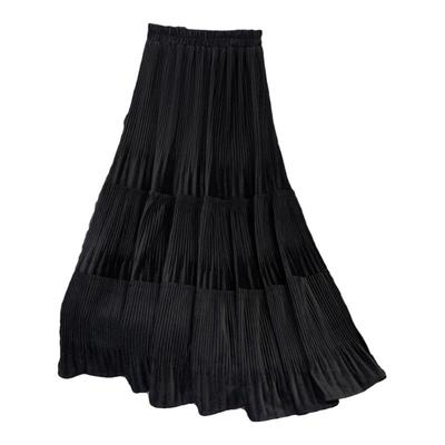 黑色丝绒半身裙女春秋冬可穿长裙