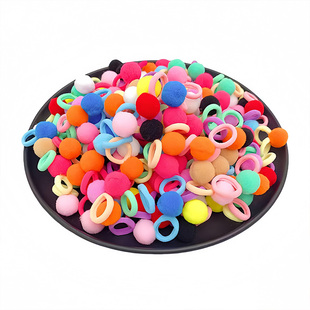 女孩彩色小毛球发绳宝宝橡皮筋幼儿园女童可爱发圈扎头发不伤发