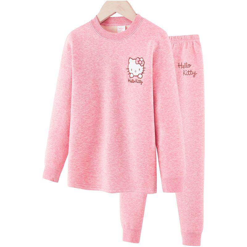凯蒂猫加绒加厚女童纯棉内衣套装
