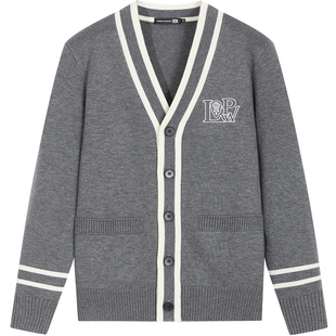 BM男士羊毛衫2024新款毛衣潮流刺绣条纹高端针织开衫外套男春秋款