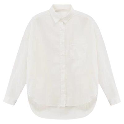 前短后长百搭POLO领大码衬衫女