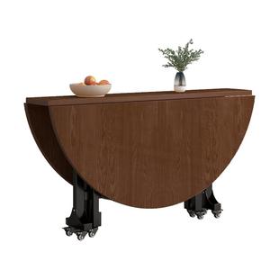 折叠圆桌家用小户型可移动折叠饭桌出租房实木吃饭桌子带转盘餐桌