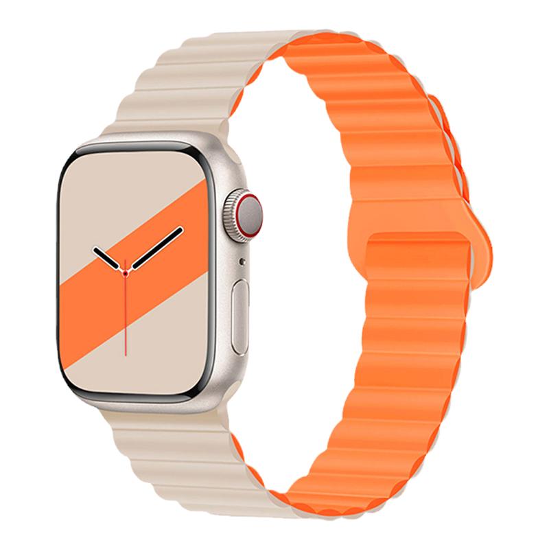适用苹果iWatch手表磁吸硅胶表带