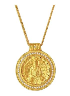 金店同款花开见佛吊坠女纪念日古法项链套链送老婆礼物