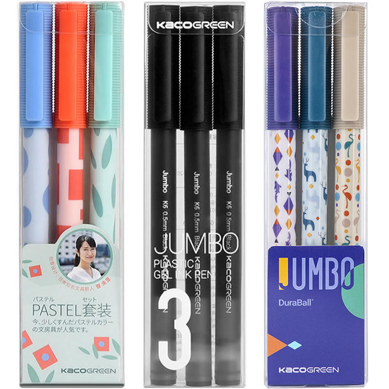 KACO JUMBO珍宝中性笔套装盒大容量速干PASTEL POP耐写宝DuraBall