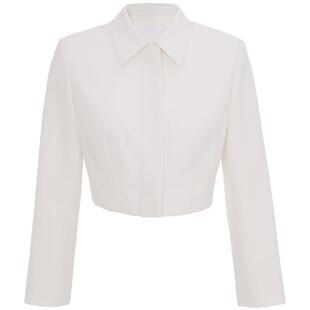 OBEG欧碧倩气质通勤高腰羊毛外套白色女职业上衣10463063