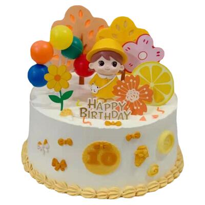 帽子雨衣女孩生日蛋糕摆件