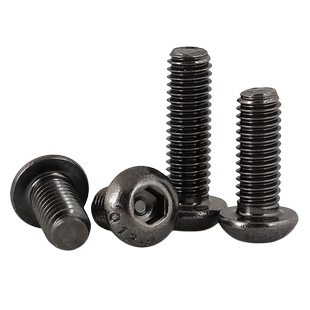 QD12.9级镀黑镍镀锌/10.9级镀镍/钛材质圆头盘头内六角螺栓螺丝钉