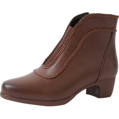 玲峰大码真皮女鞋柔软舒适保暖