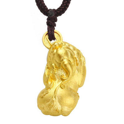 黄金实心貔貅吊坠钱币招财皮丘