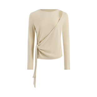 NON RESTRAIN设计感绑结针织衫女法式假两件修身显瘦气质长袖上衣